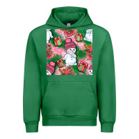 Emerald cute snowman and gift box with leopard seamless pattern bbs Urban Hoodie - BundleAndBundleShop