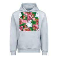 Heather Grey cute snowman and gift box with leopard seamless pattern bbs Urban Hoodie - BundleAndBundleShop