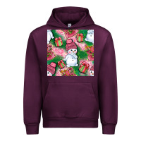 Mauve Wine cute snowman and gift box with leopard seamless pattern bbs Urban Hoodie - BundleAndBundleShop