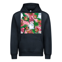 Navy cute snowman and gift box with leopard seamless pattern bbs Urban Hoodie - BundleAndBundleShop