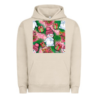 Pigment French Oak cute snowman and gift box with leopard seamless pattern bbs Urban Hoodie - BundleAndBundleShop