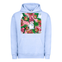 Pigment Grape Ice cute snowman and gift box with leopard seamless pattern bbs Urban Hoodie - BundleAndBundleShop