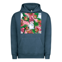 Pigment Midnight Navy cute snowman and gift box with leopard seamless pattern bbs Urban Hoodie - BundleAndBundleShop