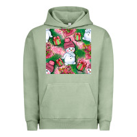 Pigment Oil Green cute snowman and gift box with leopard seamless pattern bbs Urban Hoodie - BundleAndBundleShop