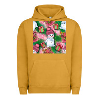 Pigment Peanut Butter cute snowman and gift box with leopard seamless pattern bbs Urban Hoodie - BundleAndBundleShop