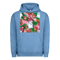 Pigment Pebble Blue cute snowman and gift box with leopard seamless pattern bbs Urban Hoodie - BundleAndBundleShop