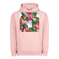 Pigment Salmon cute snowman and gift box with leopard seamless pattern bbs Urban Hoodie - BundleAndBundleShop