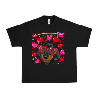 Black valentine's day  dachshund puppy Urban Heavy Tee - RanaPortraitStore