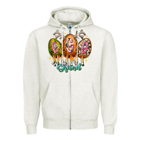Oatmeal Heather egg hunt squad Zipper Hoodie - RacoonDesign