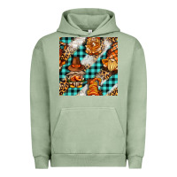 Pigment Oil Green thanksgiving gnomies with leopard and tartan seamless pattern bbs Urban Hoodie - BundleAndBundleShop