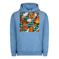 Pigment Pebble Blue thanksgiving gnomies with leopard and tartan seamless pattern bbs Urban Hoodie - BundleAndBundleShop