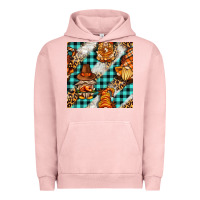 Pigment Salmon thanksgiving gnomies with leopard and tartan seamless pattern bbs Urban Hoodie - BundleAndBundleShop