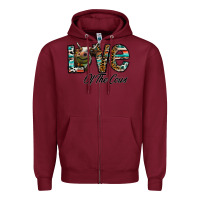 Burgundy lov of thecows Zipper Hoodie - CowhideDigitalArt