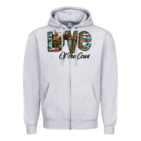 Heather Grey lov of thecows Zipper Hoodie - CowhideDigitalArt