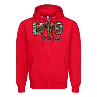 Red lov of thecows Zipper Hoodie - CowhideDigitalArt