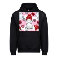 Black cute snowman and snow flakes seamless pattern bbs Urban Hoodie - BundleAndBundleShop