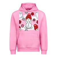 Fuchsia Pink cute snowman and snow flakes seamless pattern bbs Urban Hoodie - BundleAndBundleShop