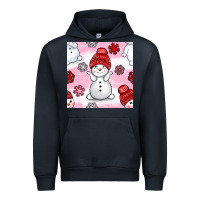 Navy cute snowman and snow flakes seamless pattern bbs Urban Hoodie - BundleAndBundleShop
