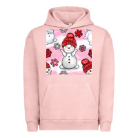 Pigment Salmon cute snowman and snow flakes seamless pattern bbs Urban Hoodie - BundleAndBundleShop