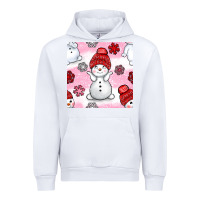 White cute snowman and snow flakes seamless pattern bbs Urban Hoodie - BundleAndBundleShop