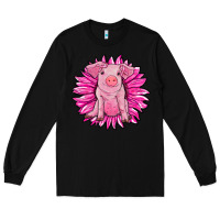 Black pink sunflower pig Long Sleeve Tee - RanaPortraitStore