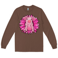 Chestnut pink sunflower pig Long Sleeve Tee - RanaPortraitStore
