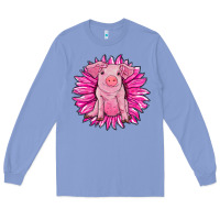 Colony Blue pink sunflower pig Long Sleeve Tee - RanaPortraitStore