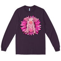 Plum pink sunflower pig Long Sleeve Tee - RanaPortraitStore