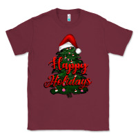 Burgundy happy holidays christmas tree Classic Tee - RanaPortraitStore