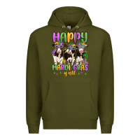 Army Green happy mardi gras y'all Premium Hoodie - MaliasSmallBusiness