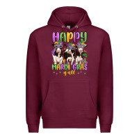 Burgundy happy mardi gras y'all Premium Hoodie - MaliasSmallBusiness