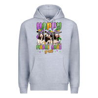 Heather Grey happy mardi gras y'all Premium Hoodie - MaliasSmallBusiness