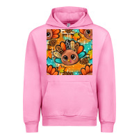 Fuchsia Pink thanksgiving turkey and cone with tartan seamless pattern bbs Urban Hoodie - BundleAndBundleShop