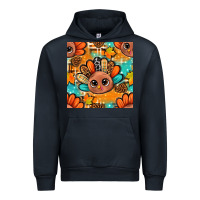 Navy thanksgiving turkey and cone with tartan seamless pattern bbs Urban Hoodie - BundleAndBundleShop