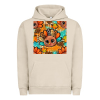 Pigment French Oak thanksgiving turkey and cone with tartan seamless pattern bbs Urban Hoodie - BundleAndBundleShop