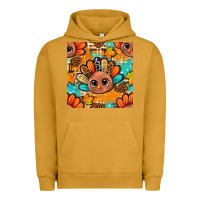 Pigment Peanut Butter thanksgiving turkey and cone with tartan seamless pattern bbs Urban Hoodie - BundleAndBundleShop