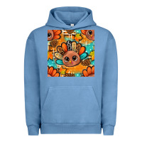 Pigment Pebble Blue thanksgiving turkey and cone with tartan seamless pattern bbs Urban Hoodie - BundleAndBundleShop