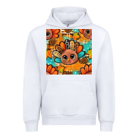 White thanksgiving turkey and cone with tartan seamless pattern bbs Urban Hoodie - BundleAndBundleShop