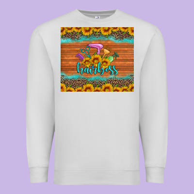 Hairboss 200z Skinny Sunflowers Leopard Hairdresser Premium Sweatshirt Designed By Artiststas