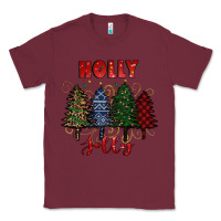 Burgundy holly jolly Christmas trees Classic Tee - RanaPortraitStore