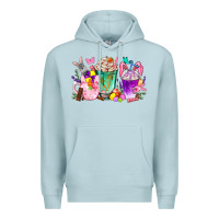 Blue Mist Easter coffee cups with Bunny Premium Hoodie - NancyCooperArtShop