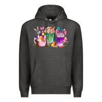Charcoal Heather Easter coffee cups with Bunny Premium Hoodie - NancyCooperArtShop