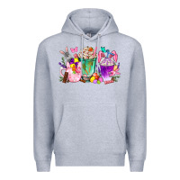 Heather Grey Easter coffee cups with Bunny Premium Hoodie - NancyCooperArtShop