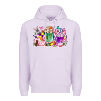 Lilac Easter coffee cups with Bunny Premium Hoodie - NancyCooperArtShop