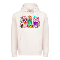 Pale Pink Easter coffee cups with Bunny Premium Hoodie - NancyCooperArtShop