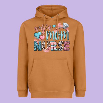 Wife Mom Nurse Heavyweight Hoodie Designed By Bundleandbundleshop