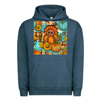 Pigment Midnight Navy thanksgiving turkey with tartan seamless pattern bbs Urban Hoodie - BundleAndBundleShop