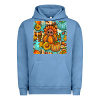 Pigment Pebble Blue thanksgiving turkey with tartan seamless pattern bbs Urban Hoodie - BundleAndBundleShop