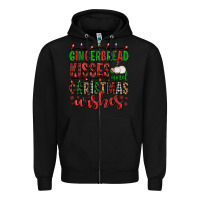 Black gingerbread kisses and christmas wishes Zipper Hoodie - FaDigitalArtStudio