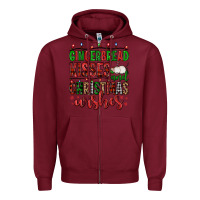 Burgundy gingerbread kisses and christmas wishes Zipper Hoodie - FaDigitalArtStudio